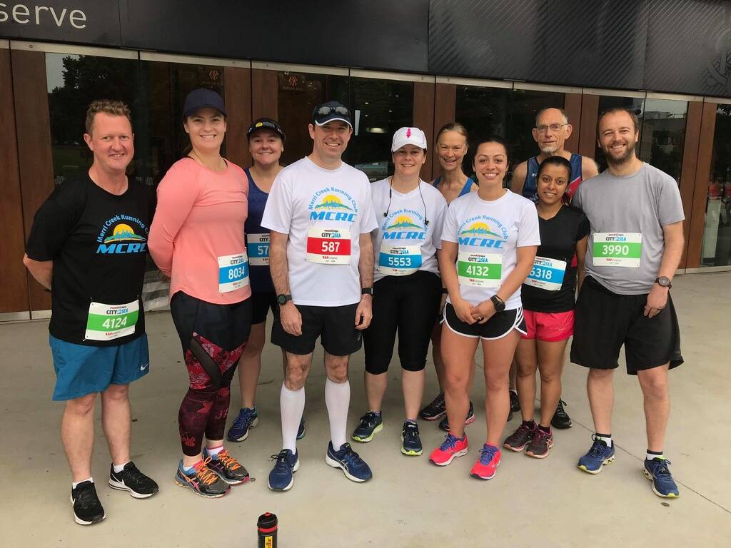 Merri Creek Running Club members in their new shirts ready to run at the City to Sea