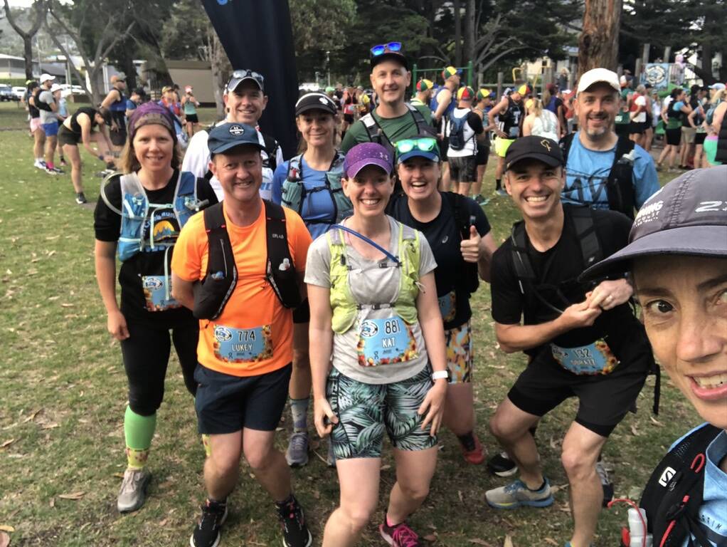 Group of Merri Creek Running Club members ready to start Two Bays Trail Run